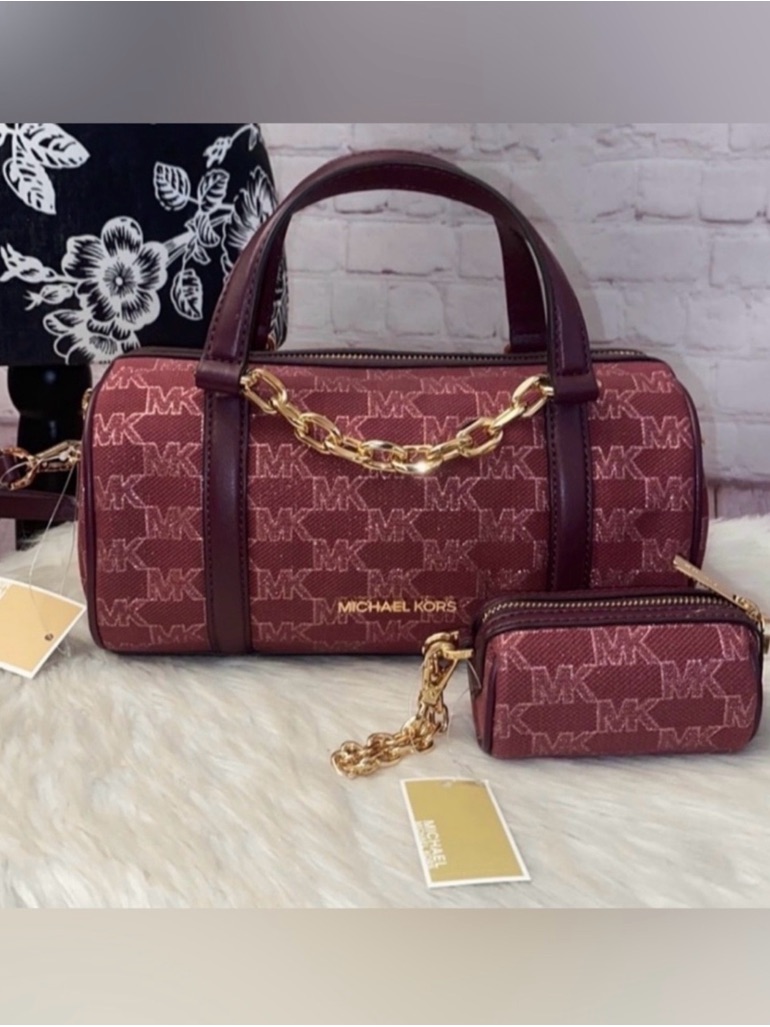 Michael Kors Zooey Barrel Messenger/Micro Barrel Pouch Zooey 2pc Set